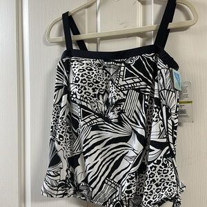 NWT MAXINE of HOLLYWOOD Bandeau Blouson Tankini and Swim Short Set Sz 14